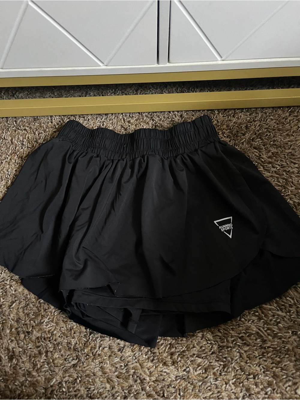 Black Layered Athletic Skater Skirt with Built-In Shorts